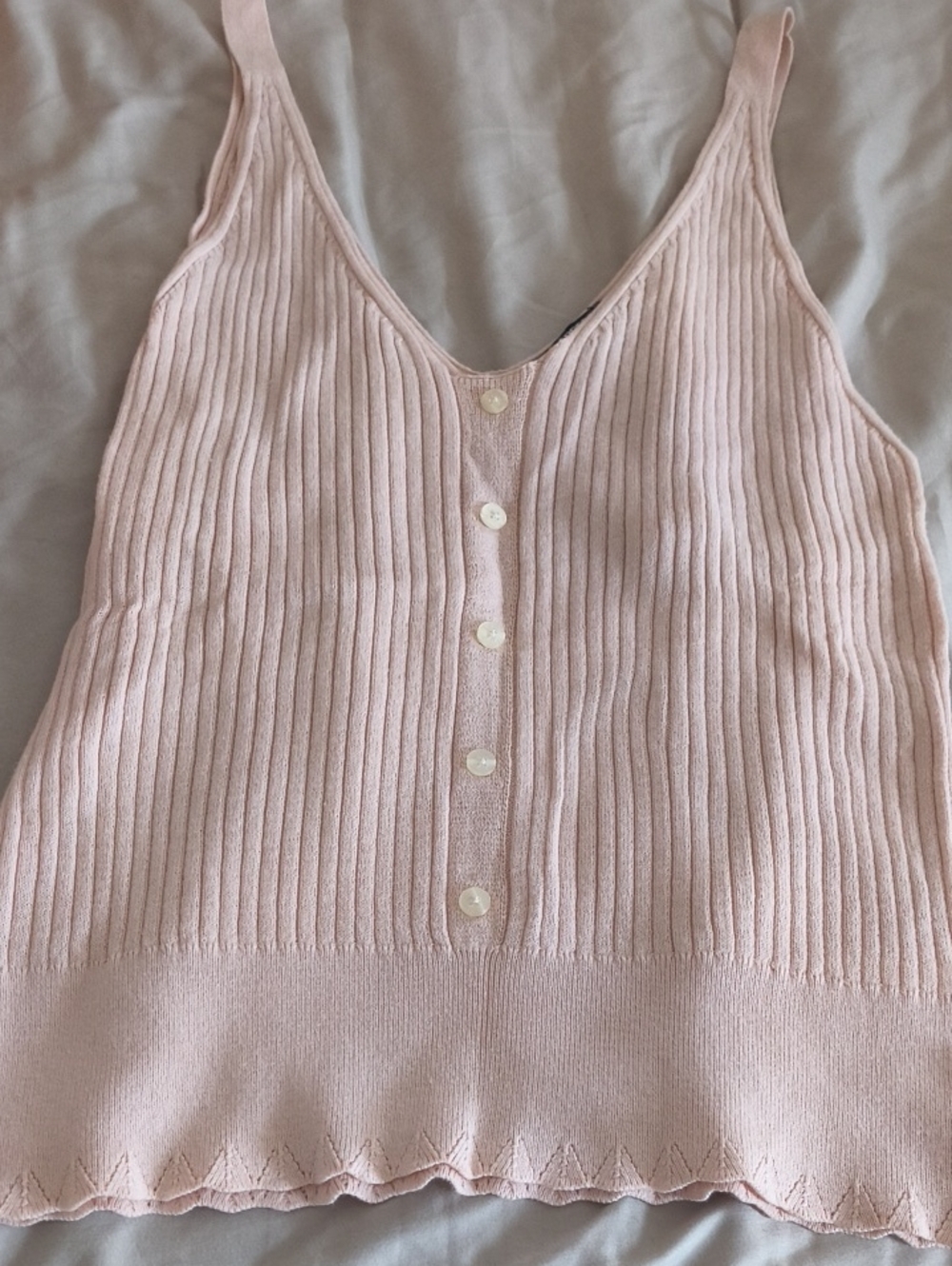 Express Light Pink Ribbed Button-Front Camisole